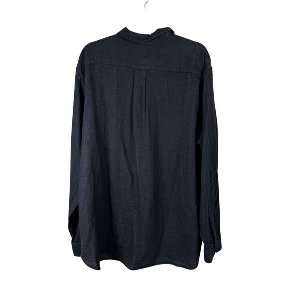 Vince Double Face Long Sleeve Shirt Classic Fit Blue Cotton Gauze Mens Size XXL - Picture 7 of 7